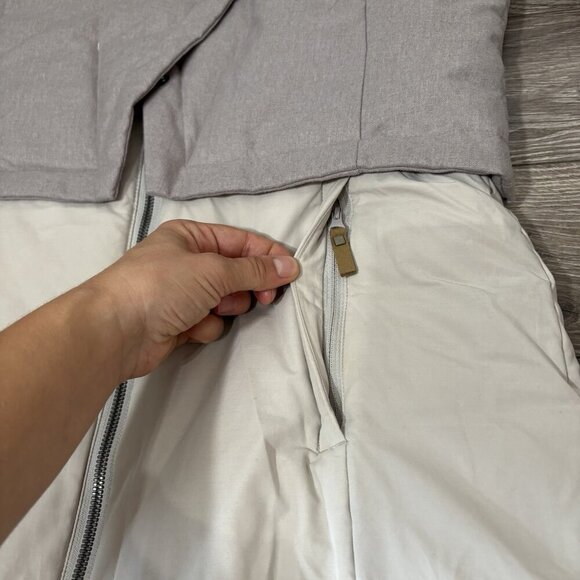 FIG Down Filled Womens Winter Long Jacket Oslo Parka Coat Beige Gray Hooded Snow - Picture 9 of 16